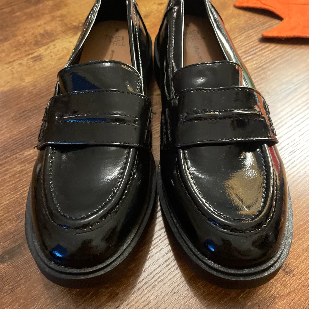 Time and Tru Black Patent Loafers